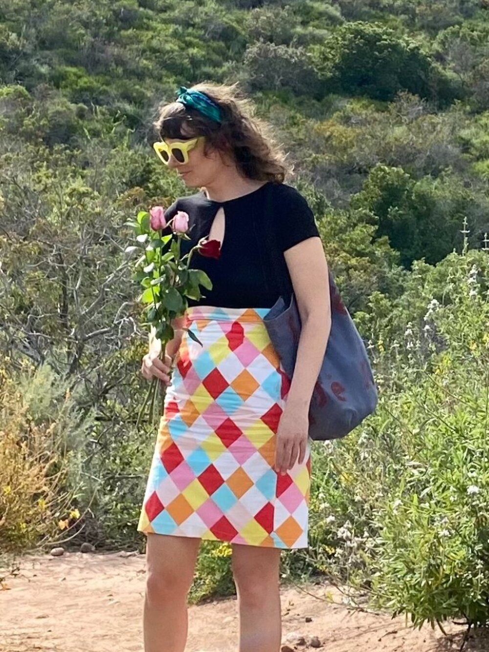 Colorful Patchword Pencil Skirt